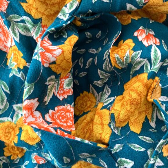 Zara Floral Long Sleeve Romper in Green with Velvet Tie - Picture 11 of 15